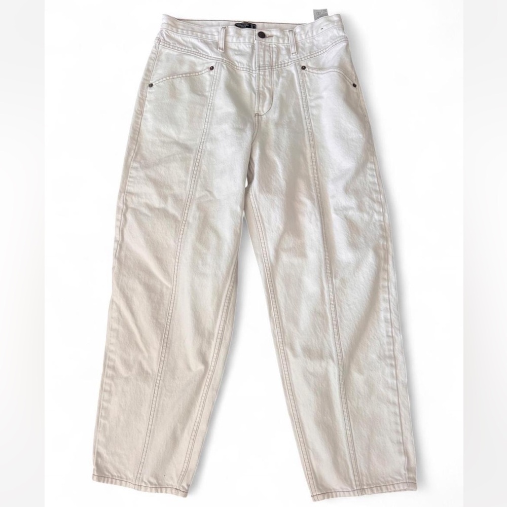 Abercrombie & Fitch High Rise 90s Straight Jeans - White - Size 12/31R